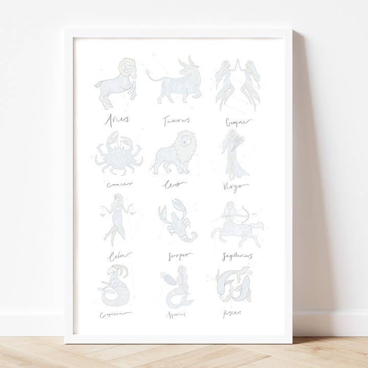 stampa illustrata zodiaco celeste pastello per la vendita all'ingrosso da parte di Nora Wright