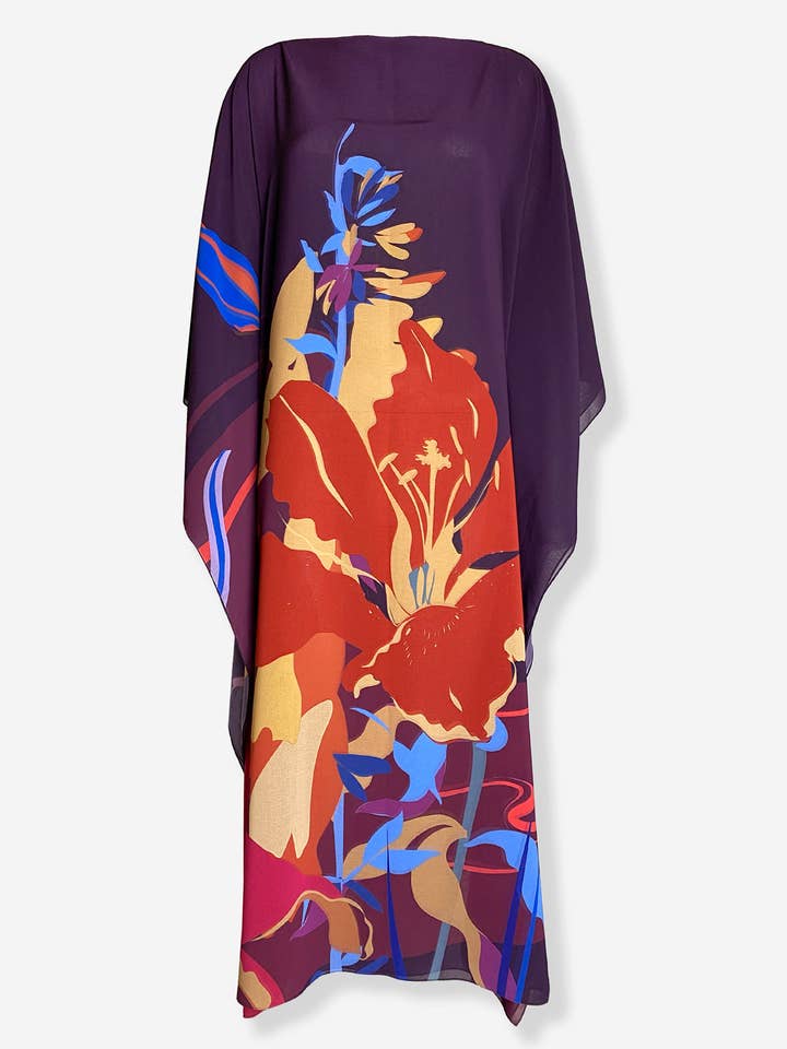 Robe écharpe à double épaisseur Georgette Étang aux nénuphars pour la vente par Marylène Madou