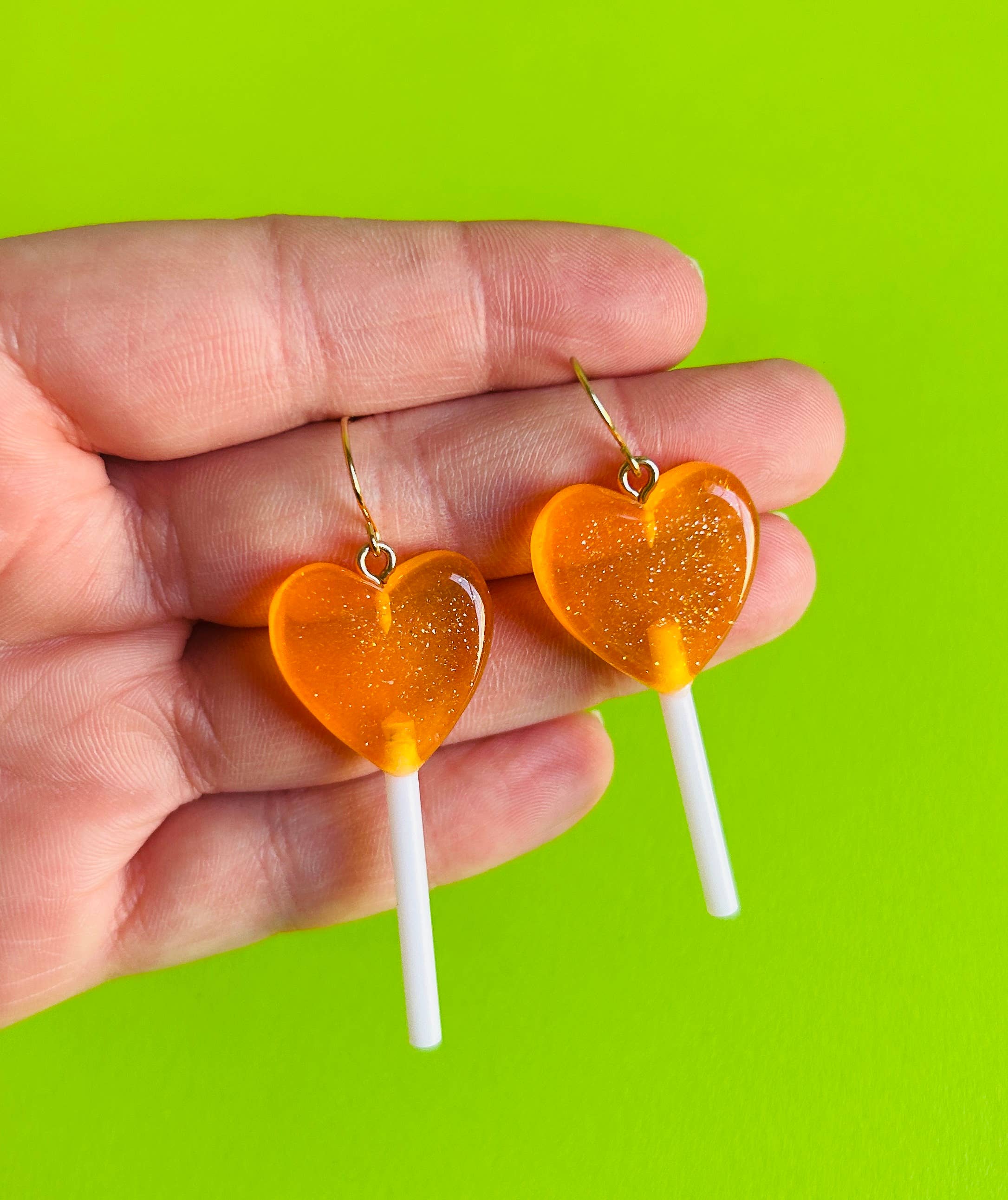 Alien Bratz – wholesale Dangle earrings – Glittery Heart Lollipop Earrings Kawaii Earrings Funky5