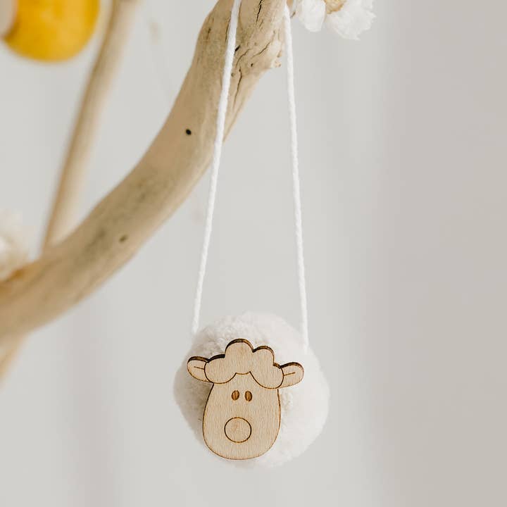 Cute Easter Hanging Pom Pom Lamb Decoration for wholesale by Jodie Gaul & Co