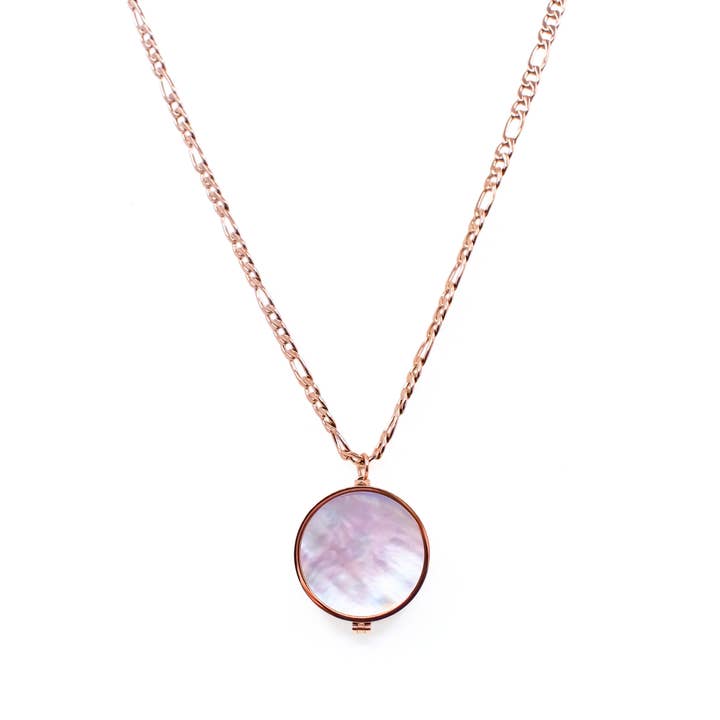 Mother of Pearl Lip Balm Necklace in Rose Gold for wholesale by Get Balmy - USA