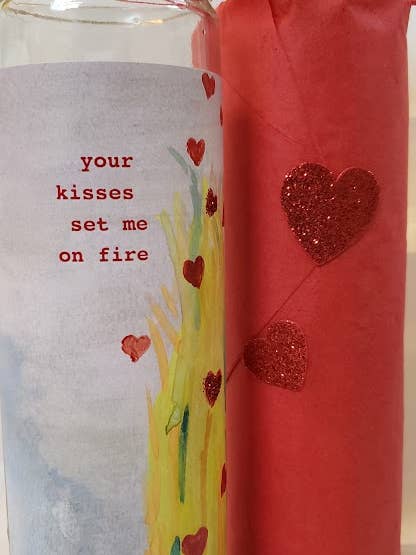 Valentines " your kisses set me on fire" intention Candle for wholesale by Elizabeth Marie Company