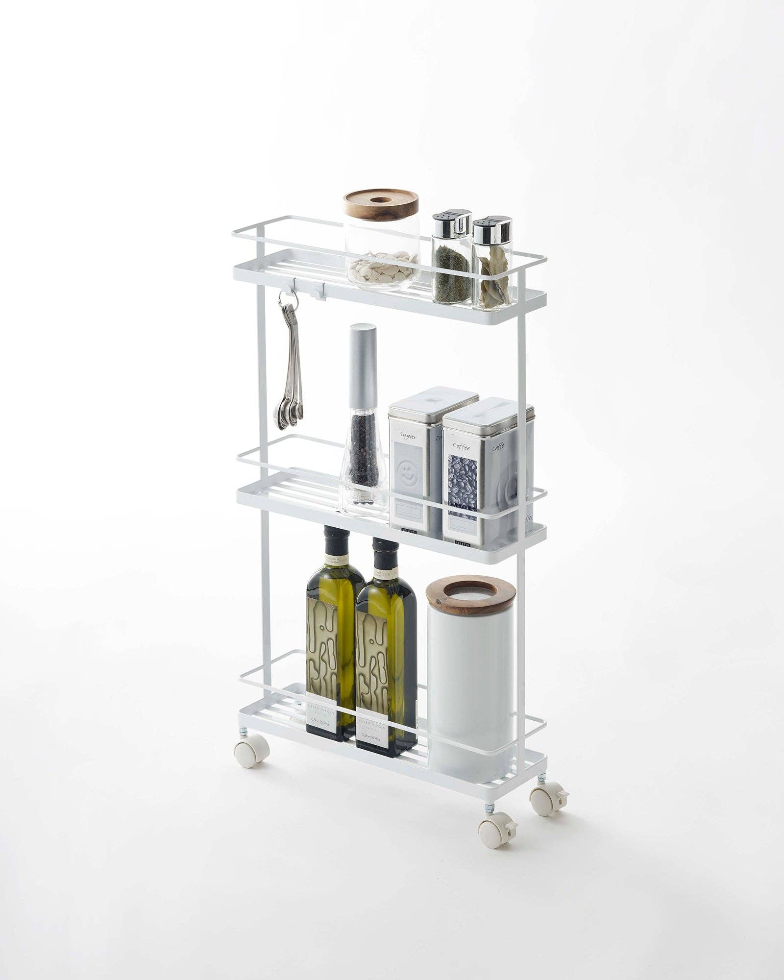 Yamazaki Home - Wholesale Free Standing Shelf - Tower Rolling Cart - Steel1