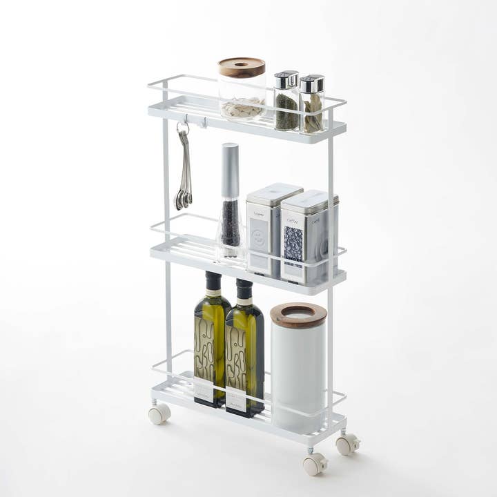 Yamazaki Home - Wholesale Free Standing Shelf - Tower Rolling Cart - Steel1