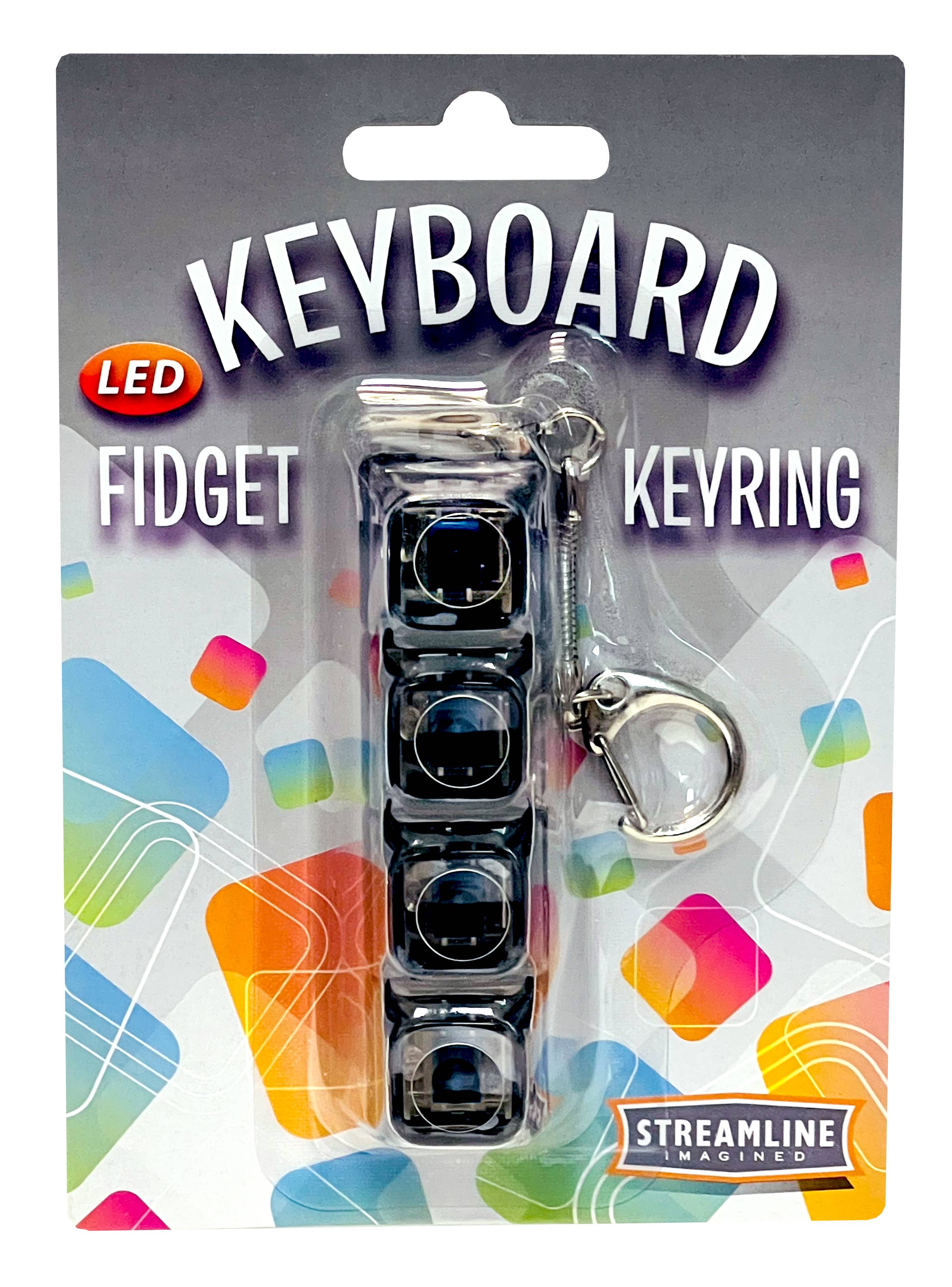 Streamline - Wholesale Keychain - Unisex - Keyboard Fidget LED Keyring - Black1