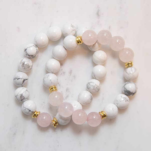 10 mm Rose Quartz och Howlite Armband för wholesale av Coil & Connect