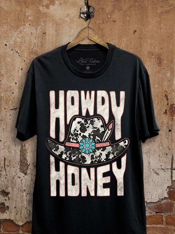 Lotus Fashion Collection - Wholesale Screen Printed T-Shirt - Women's - Howdy Honey Graphic Top