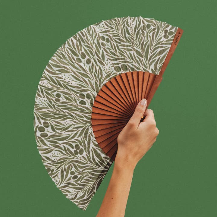 A FAN OF - Wholesale Handheld Folding Fan - MEDITERRANEAN SOUL Fan - 23 cm - Green