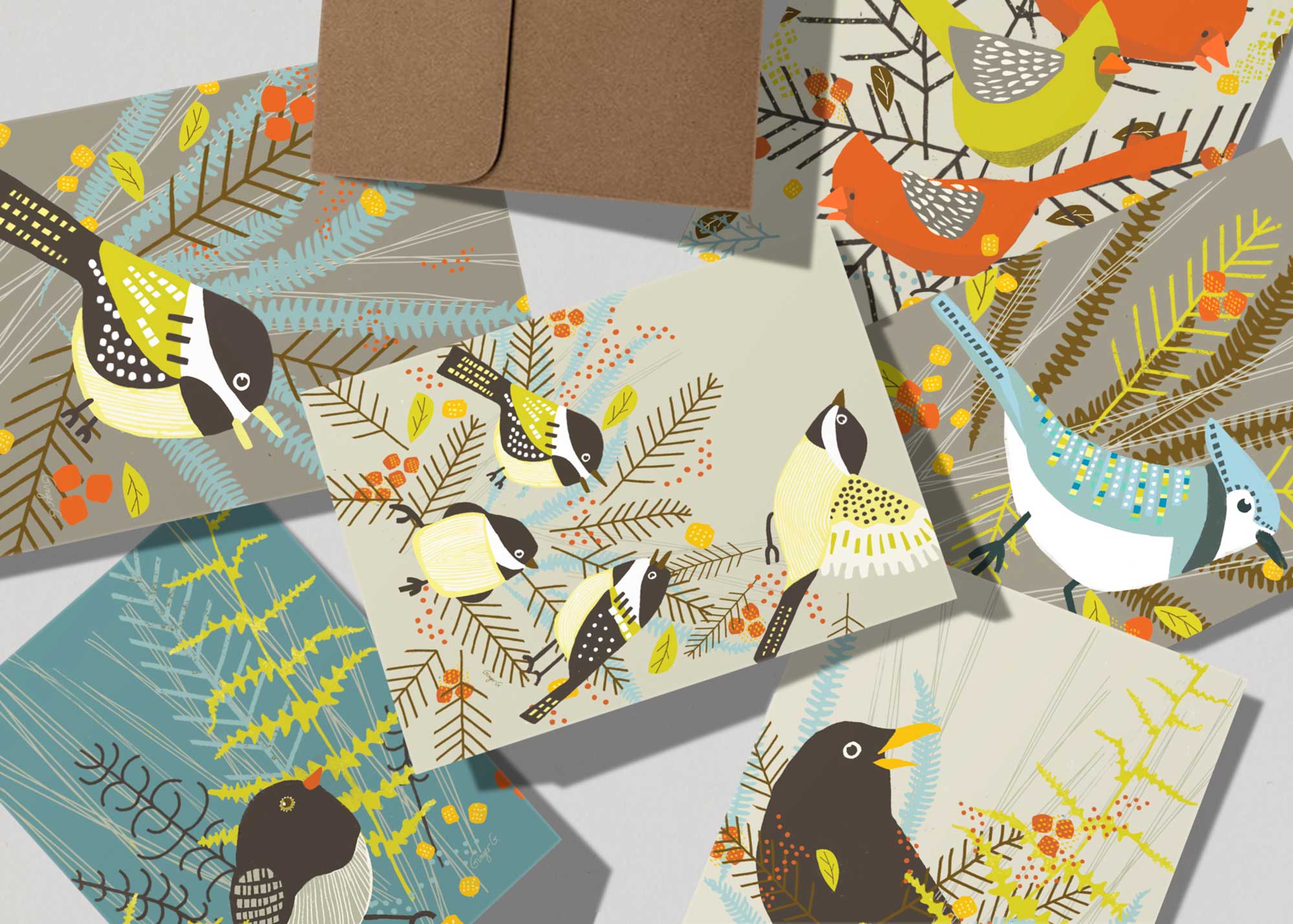 Ginger G. Art - Vente Carte de vœux classique - Carte de vœux vierge Junco - Birds A23