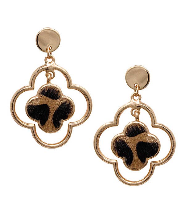 Jewelry Max - Wholesale Dangle Earrings - ( P508 )  ANIMAL PRINT QUATREFOIL EARRING0