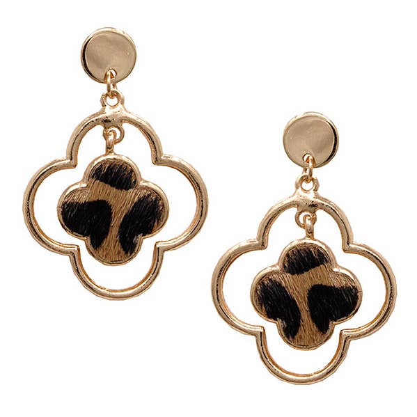 Jewelry Max - Wholesale Dangle Earrings - ( P508 ) ANIMAL PRINT QUATREFOIL EARRING0