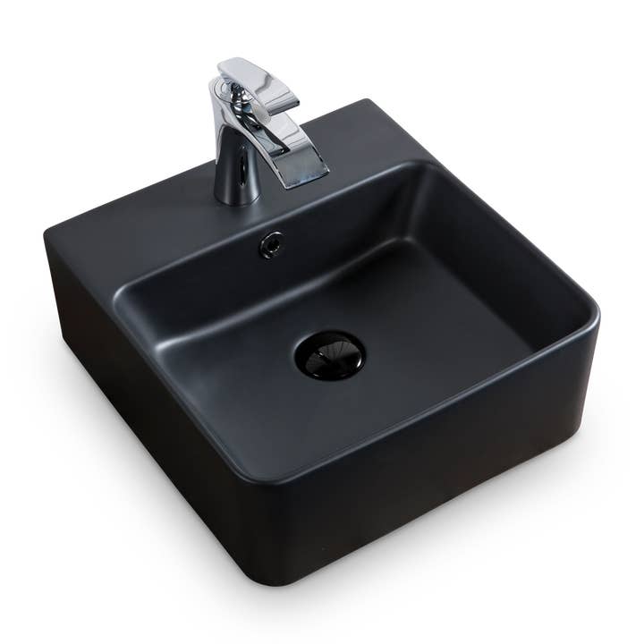 Stilform Handels GmbH - Wholesale Bathroom accessory set - Wall hanging guest toilet ceramic sink Soho thin edge 40 x 42 cm matt black