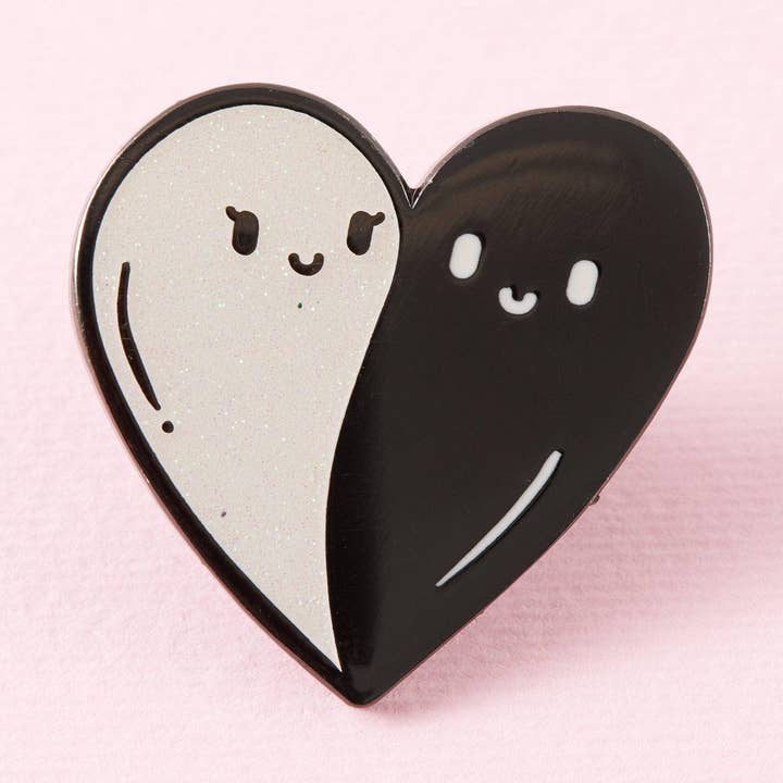 Heart Ghosts Grey Enamel Pin - Limited Edition for wholesale by Punky Pins