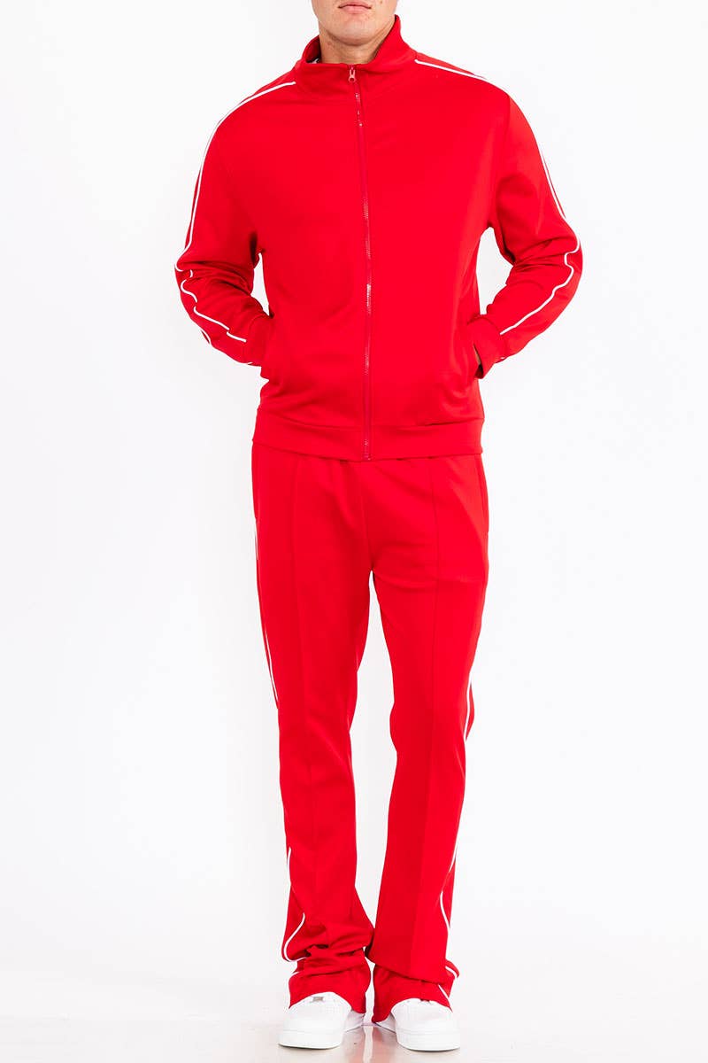 WEIV - Wholesale Tracksuit - Men's - Mens Solid Stacked Flared TRACK SET 1
