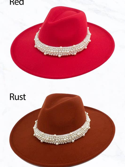 Big Brim Peach Heart Top Jazz Pearl Hat for wholesale by Suzie Q USA
