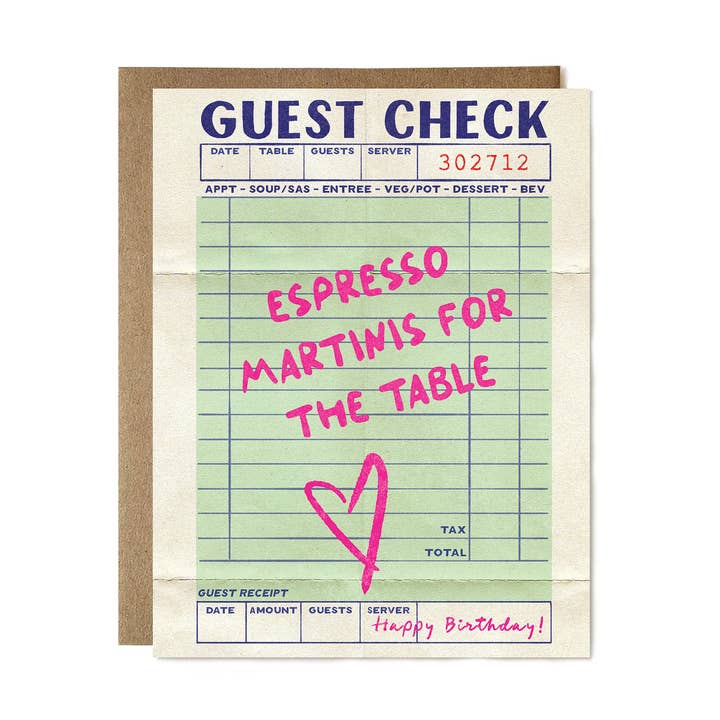 Espresso Martini Guest Check for wholesale by Ula Bloom
