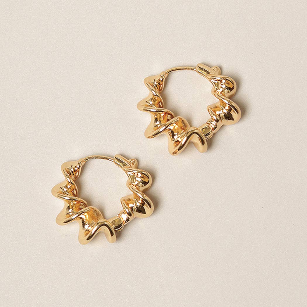 Fashion City - Wholesale Hoop Earrings - 14K Gold Dipped Twisted Hoop Earrings3