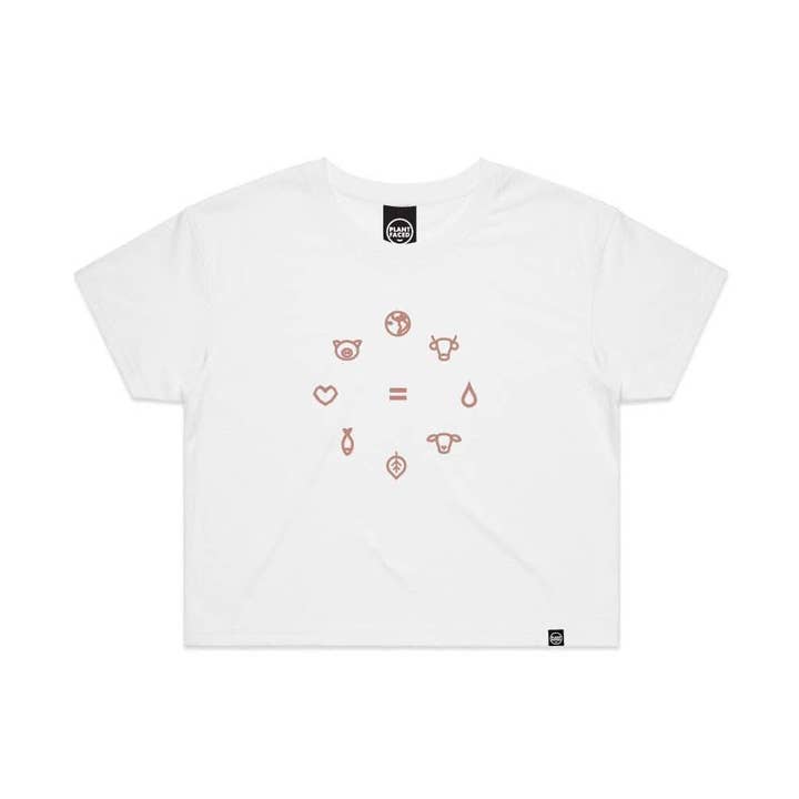 Equal Beings - White x Pink Crop Tee for wholesale by Plant Faced Clothing