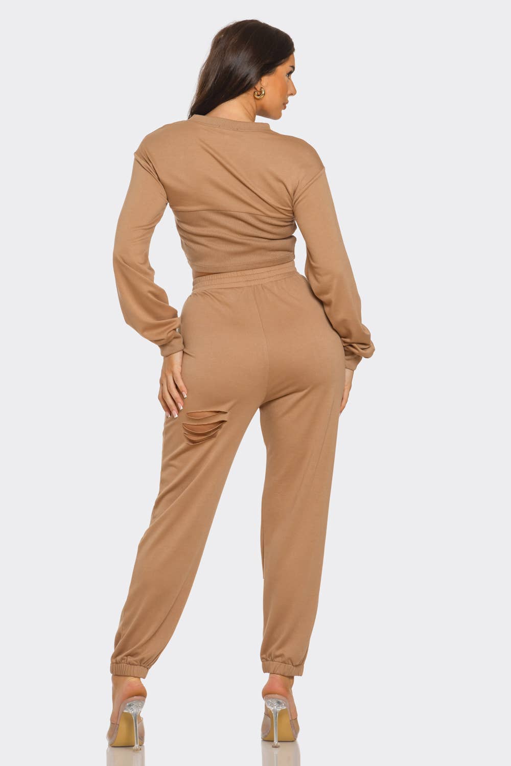 Julia by LoveJ - Wholesale Top & Pant Set (NOT Loungewear) - Women's - Round Neck Solid Top And Laser Cut Pants Set16