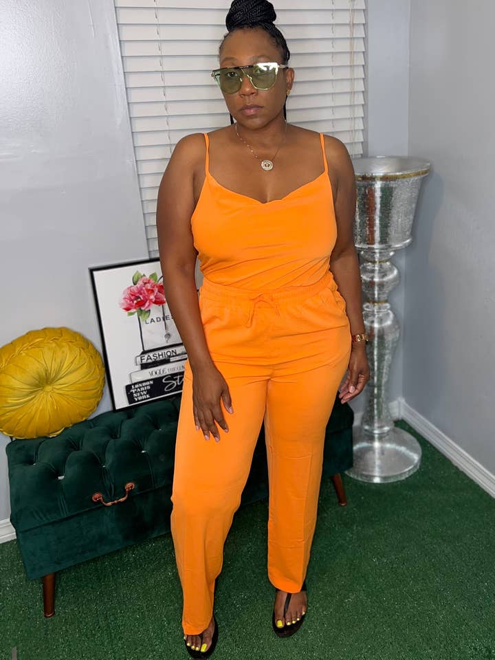 HEATHER JUMPSUIT(ORANGE) for wholesale by Classy Diva Boutique LLC