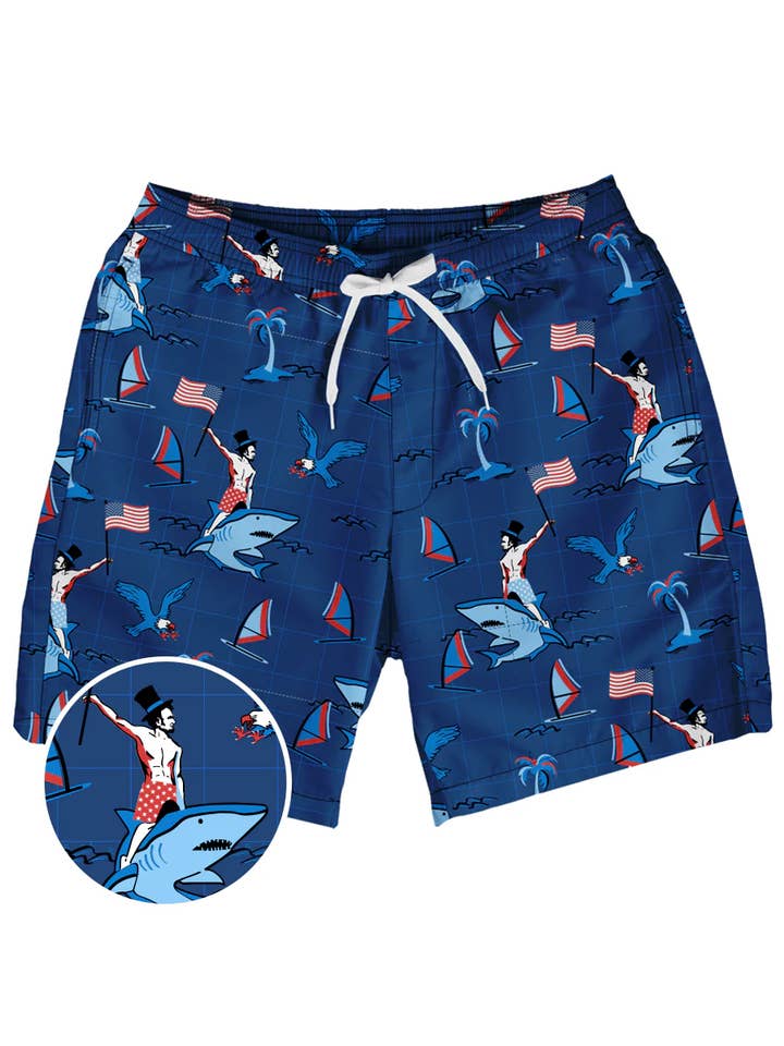 Tipsy Elves - Wholesale Swim Shorts - Men's - Fin Riding Founders Stretch Swim Trunks - Men's Bathing Suit