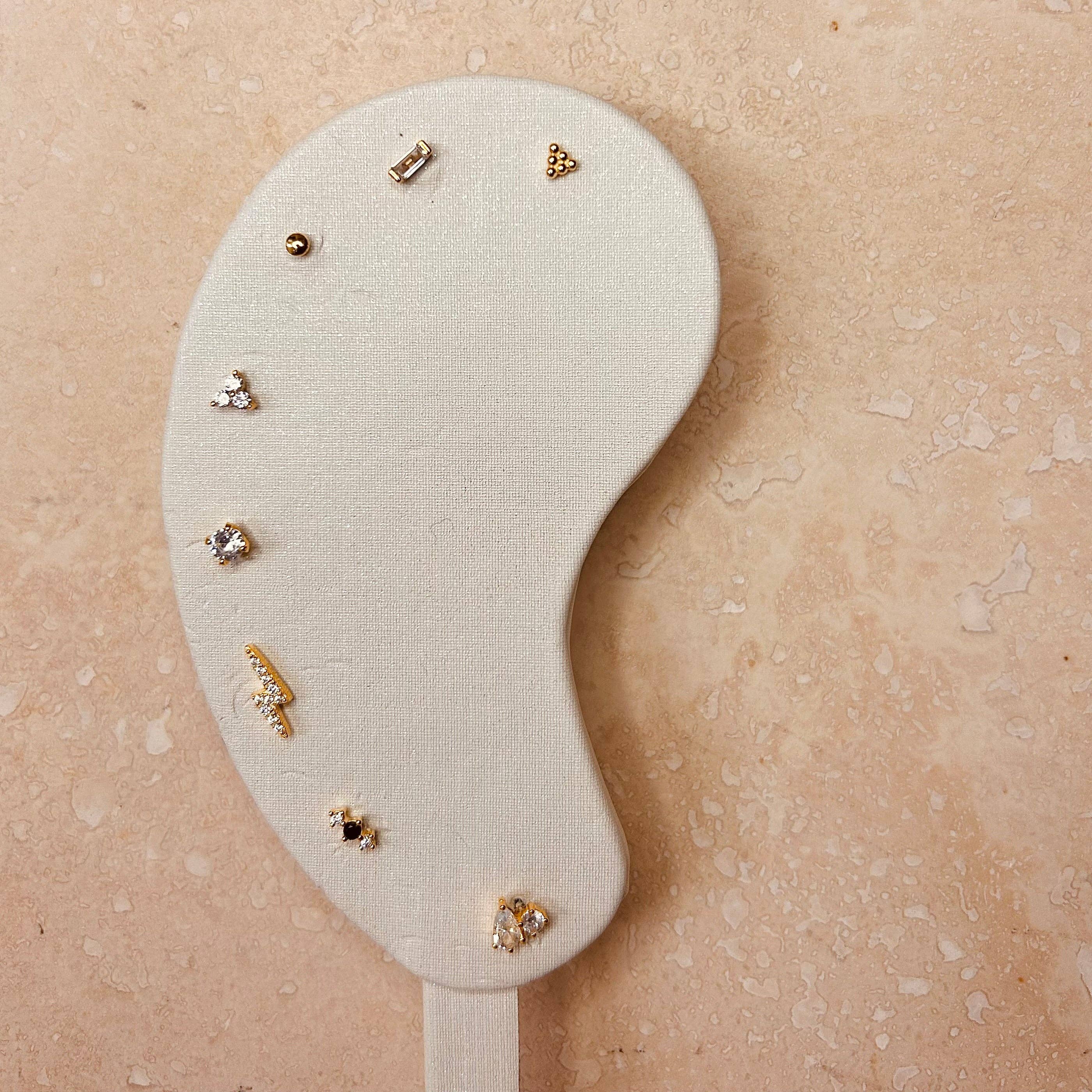 Little Nell Jewellery - Wholesale Single Earring - Gold Noir Trio Labret3