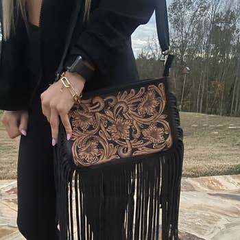 Tooled Leather Purse Strap 