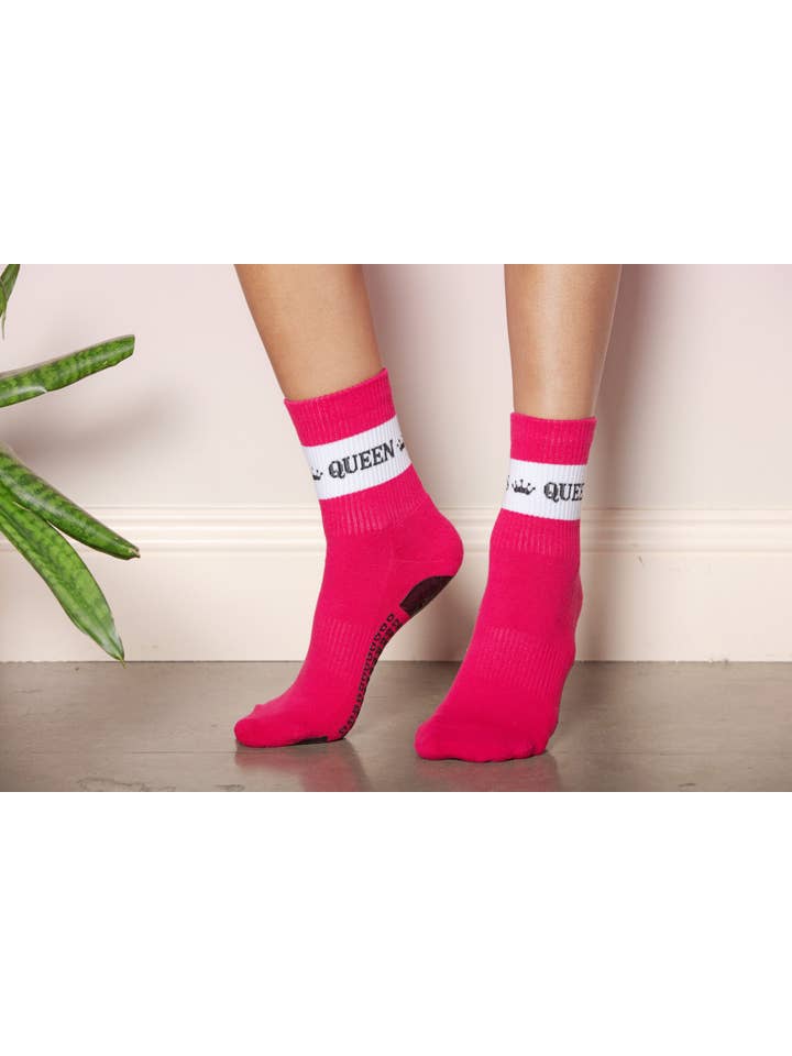 Pink Pilates Queen Crew Grip Sock for wholesale on Faire3