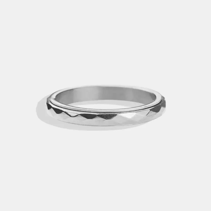 Mint & Lily - Wholesale Band/Stacked Ring - Dainty Hammered Band Spinning Fidget Ring7