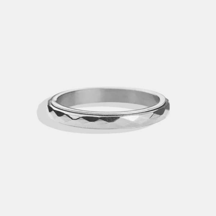 Mint & Lily - Wholesale Band/Stacked Ring - Dainty Hammered Band Spinning Fidget Ring7