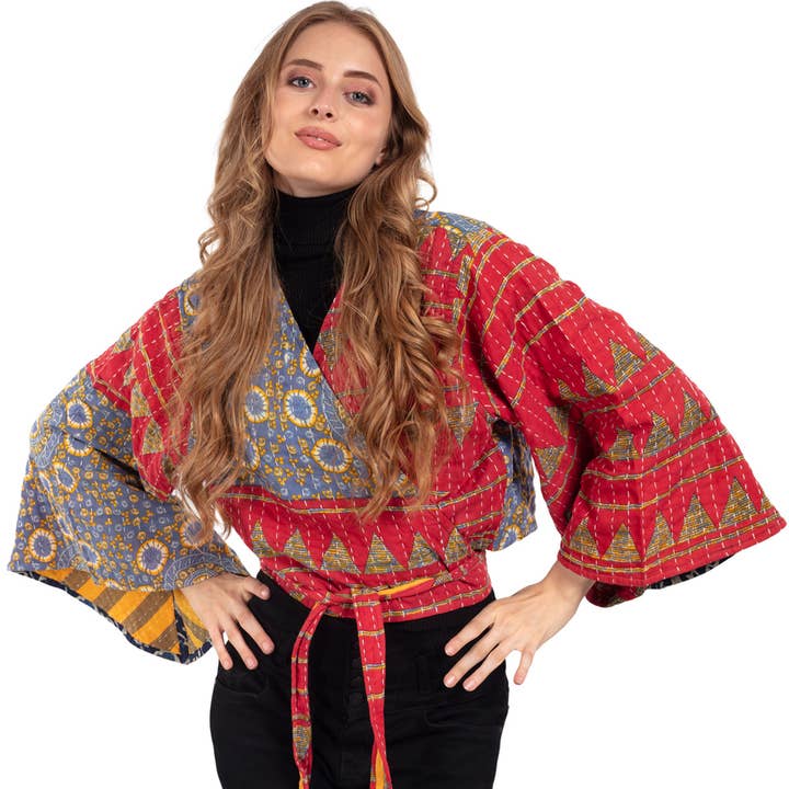 Sevya Handmade - Vendita all'ingrosso Camicetta - Donna - Top Farfalla Kantha Reversibile13