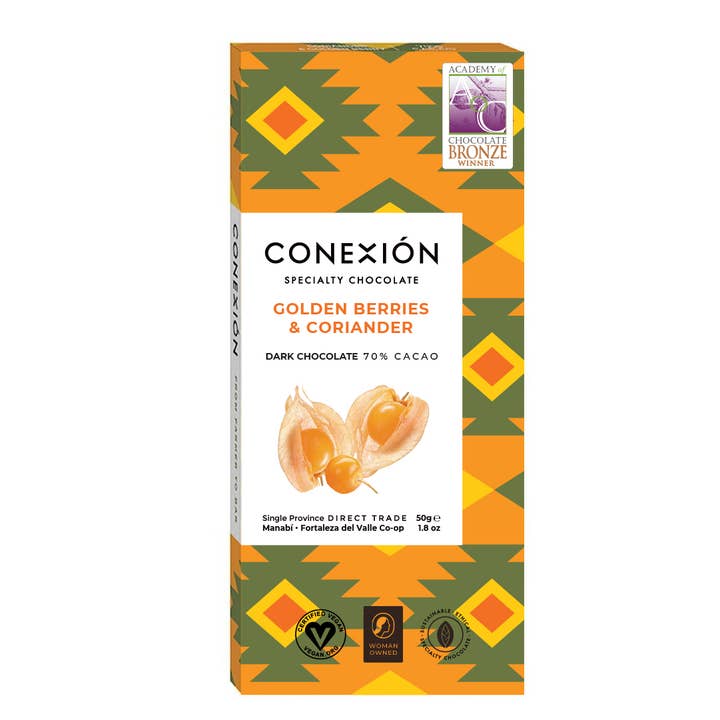 Coriander & Golden Berry 70% for wholesale by Conexión Chocolate