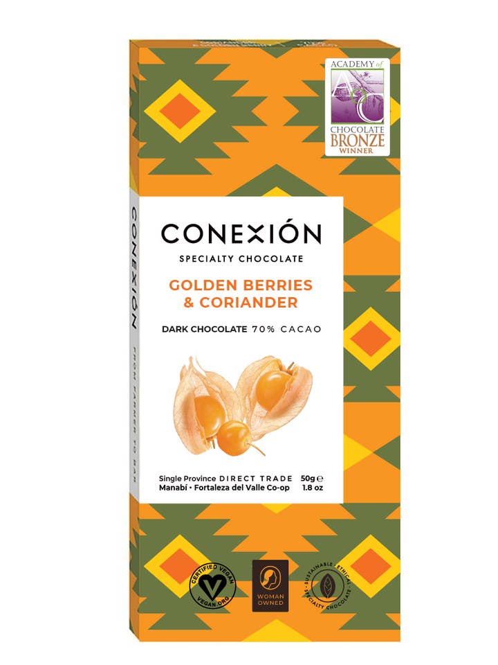 Coriandre et baies dorées 70 % pour la vente par Conexión Chocolate