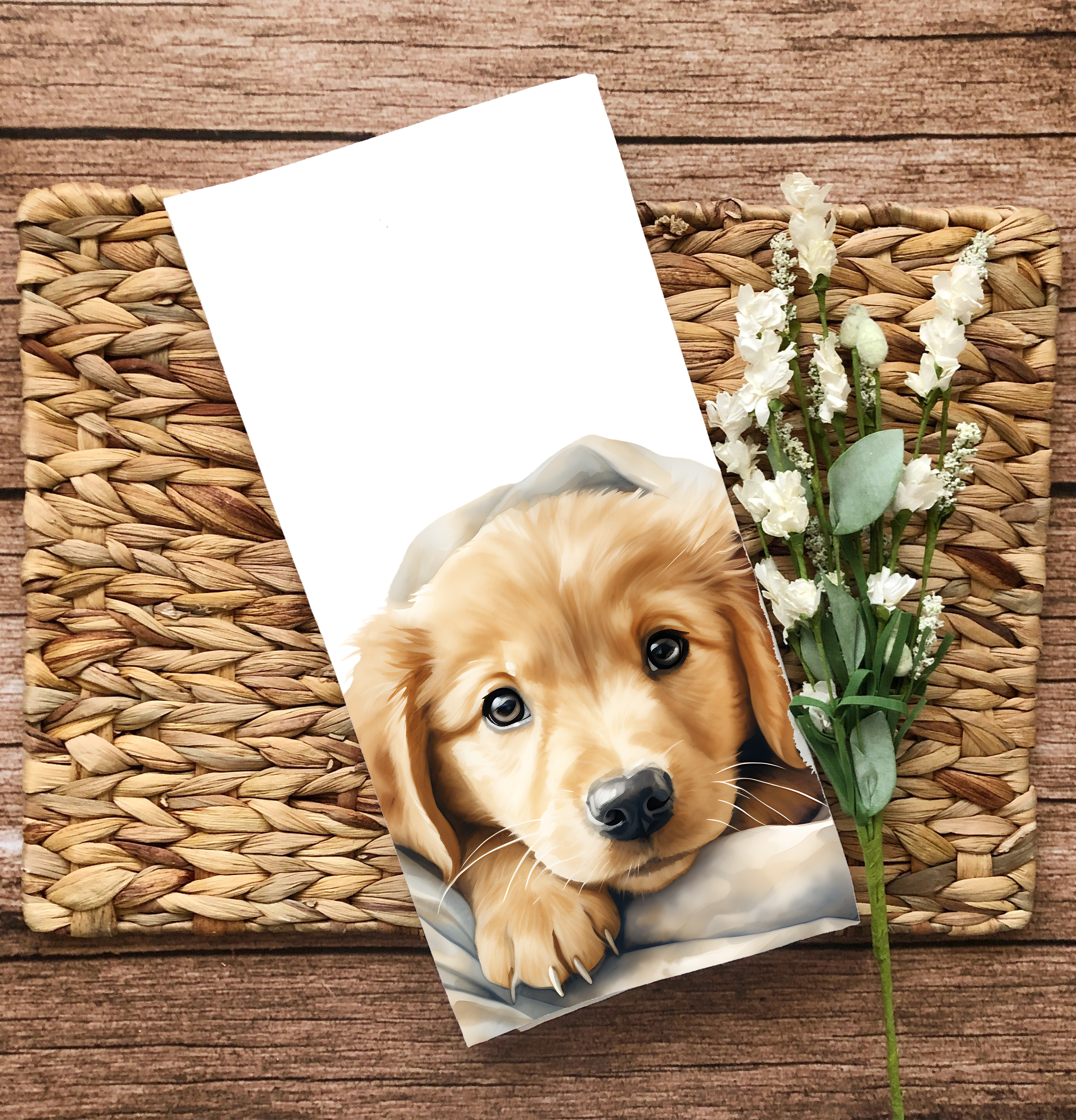 Homemade Hollydays Wholesale - Wholesale Tea Towel - Rex - Cute Puppy In Blanket - Unique  Dog Tea Towel1