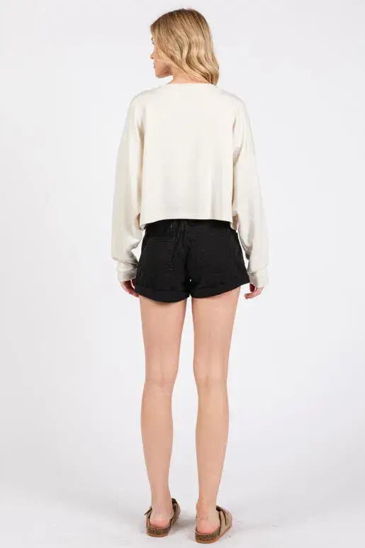 Final Touch – wholesale Stickad topp - Dam – Modal Drop Shoulder Långärmad Crop Top - NT3134714