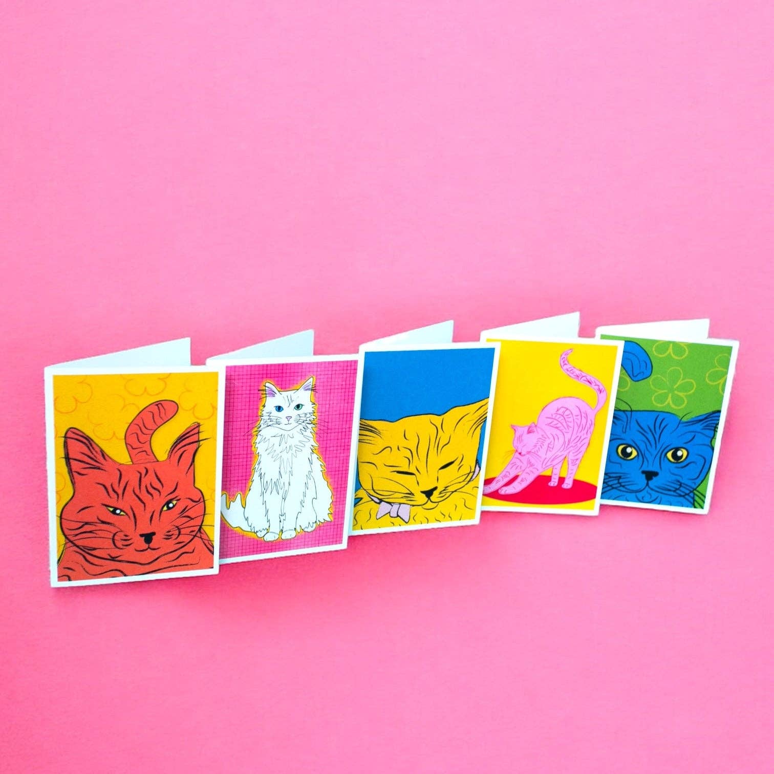 Posse Paper Goods - Wholesale Stationery/Notecard Set - Cat Card Set | Greeting Cards (Set of 5)6