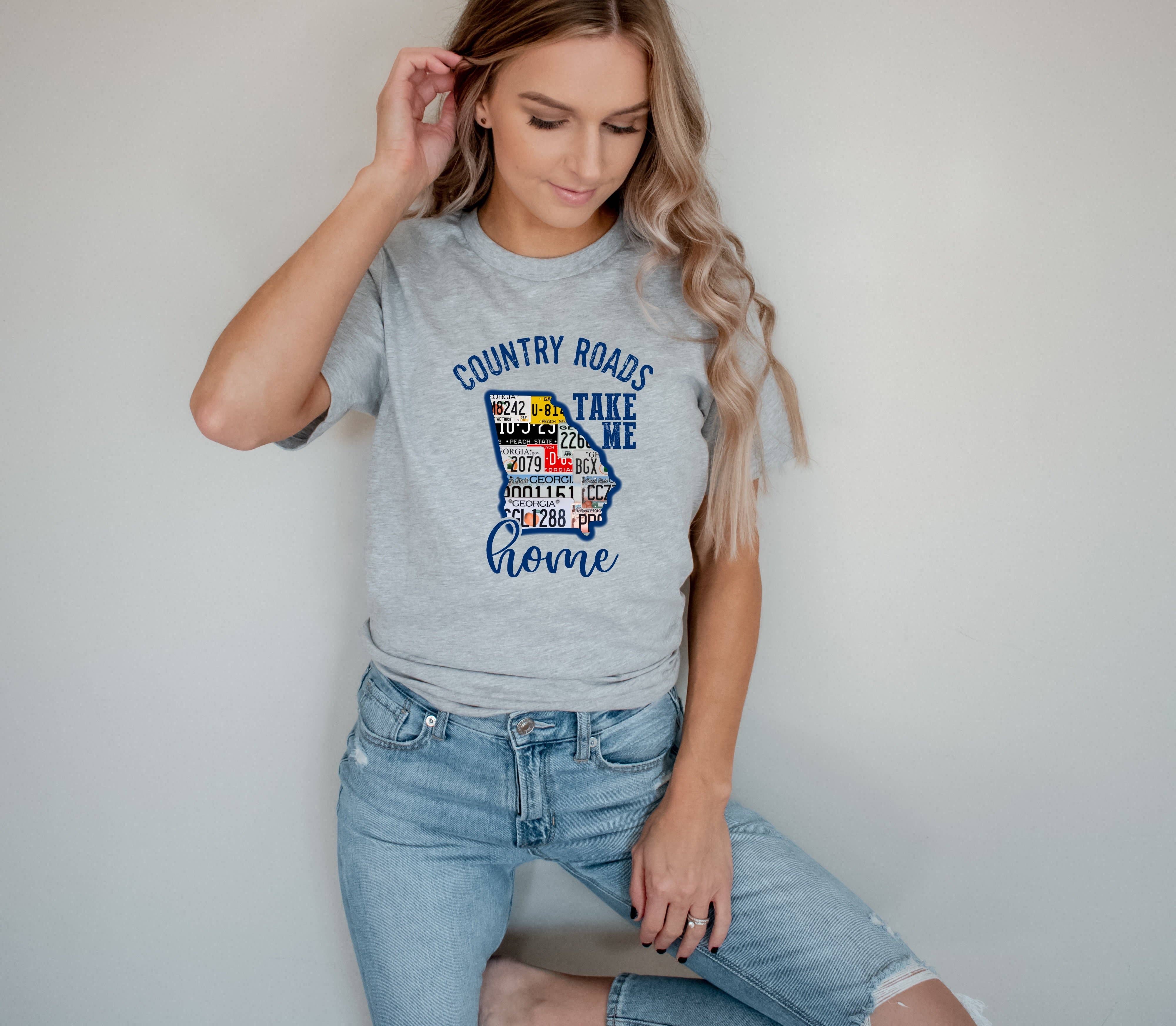 Simple Tymes - Wholesale Graphic Sweatshirt - Women's - Country Roads Take Me Home GA License Plate Sweatshirt/Tee1