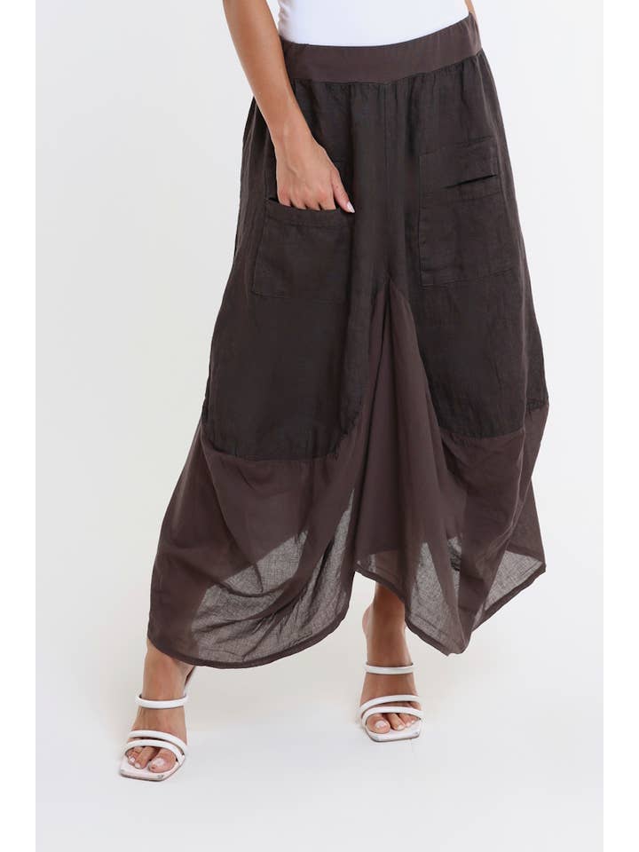 TINA Stephens Italy/Tees By Tina - Wholesale Skirt - Women's - Brenna Cotton/Linen Bunched Pocket Skirt (SL102W)41