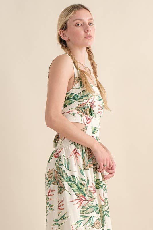 ILLA ILLA - Vente Robe – femme - Robe longue à découpes imprimé tropical4