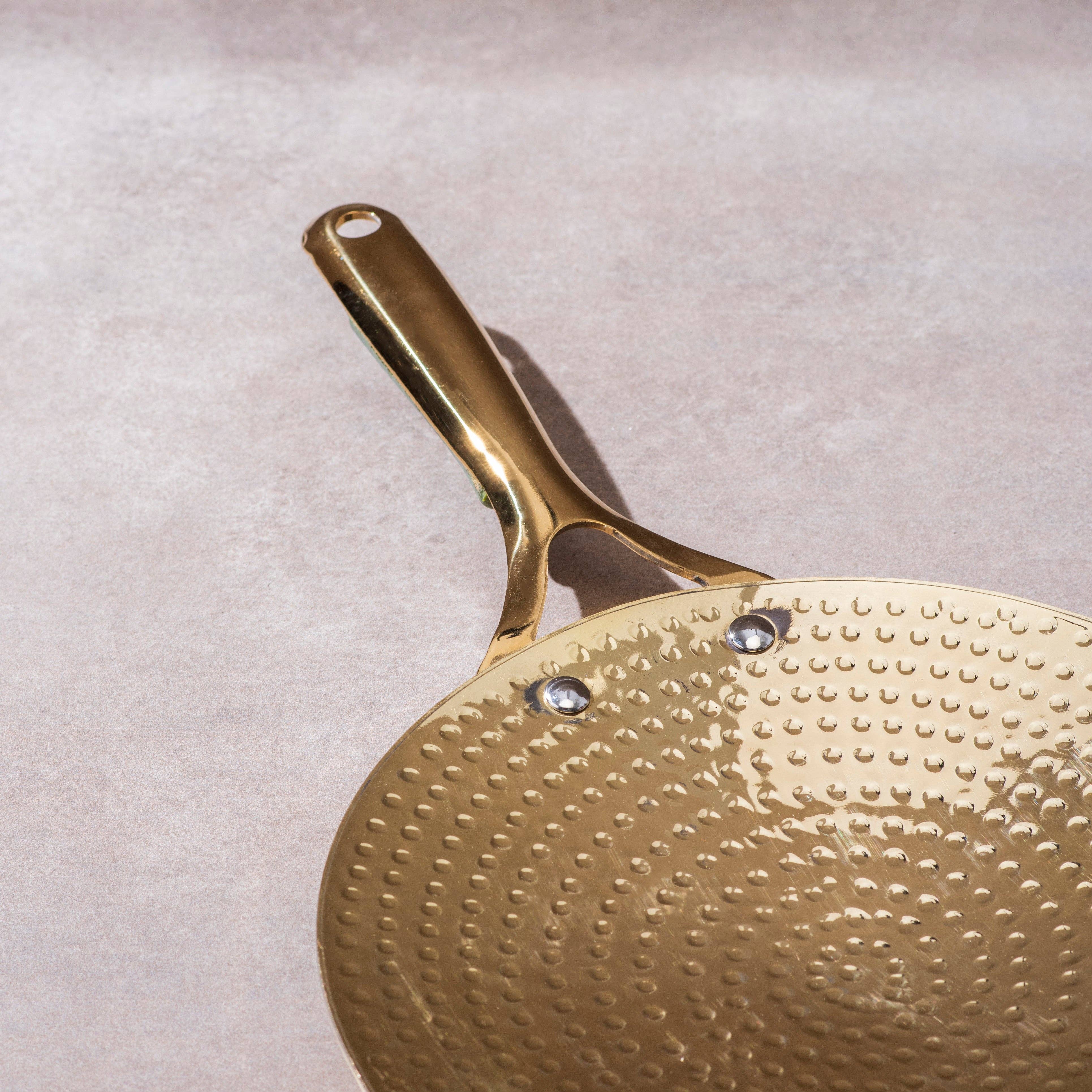 P-TAL - Wholesale Cast Iron Skillet - Brass Roti Tawa with Insulated handles- Tawa/Griddle Pan3