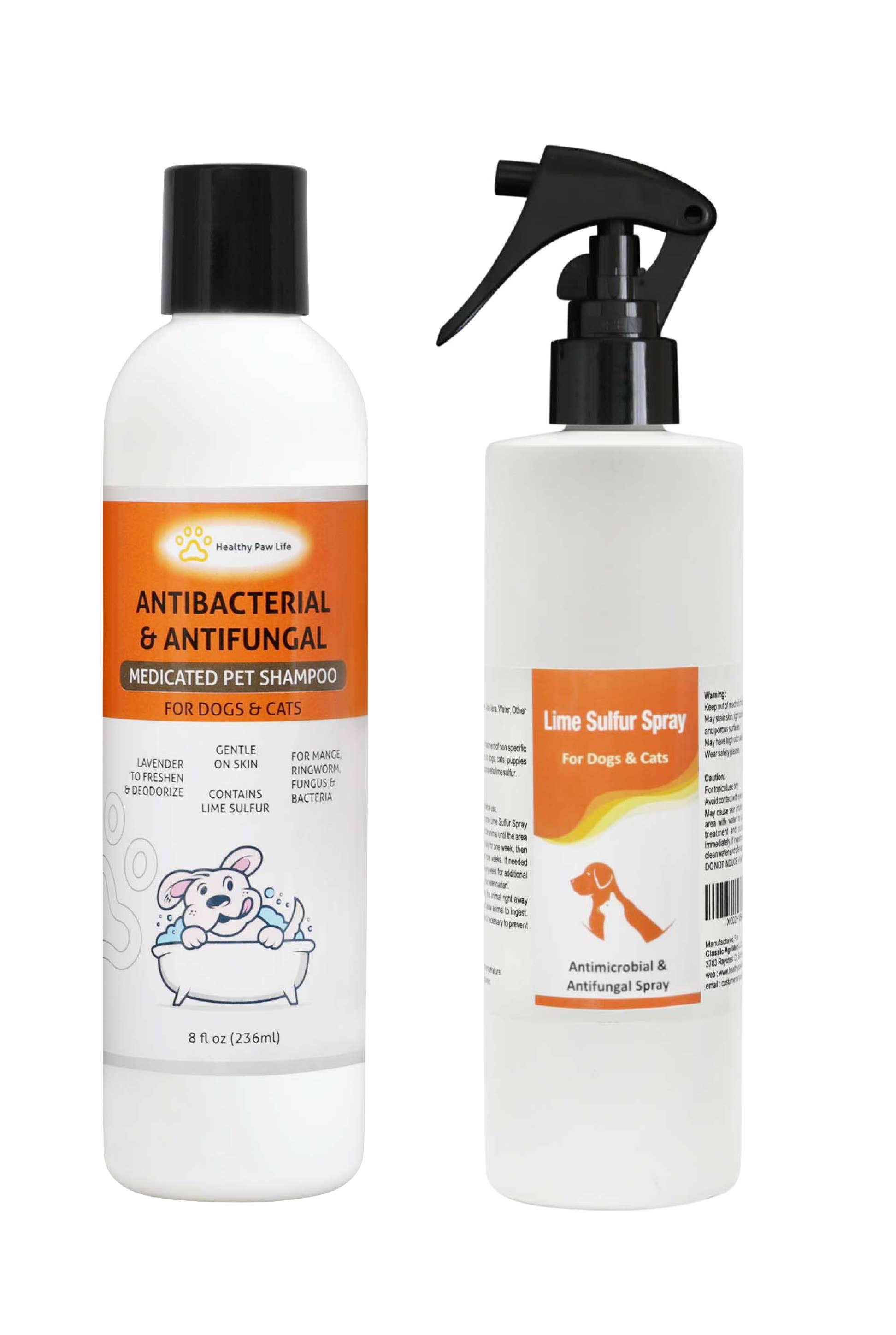Healthy Paw Life - Vendita all'ingrosso Shampoo - Cani - Bundle di shampoo e spray per animali domestici Classic Lime Sulfur