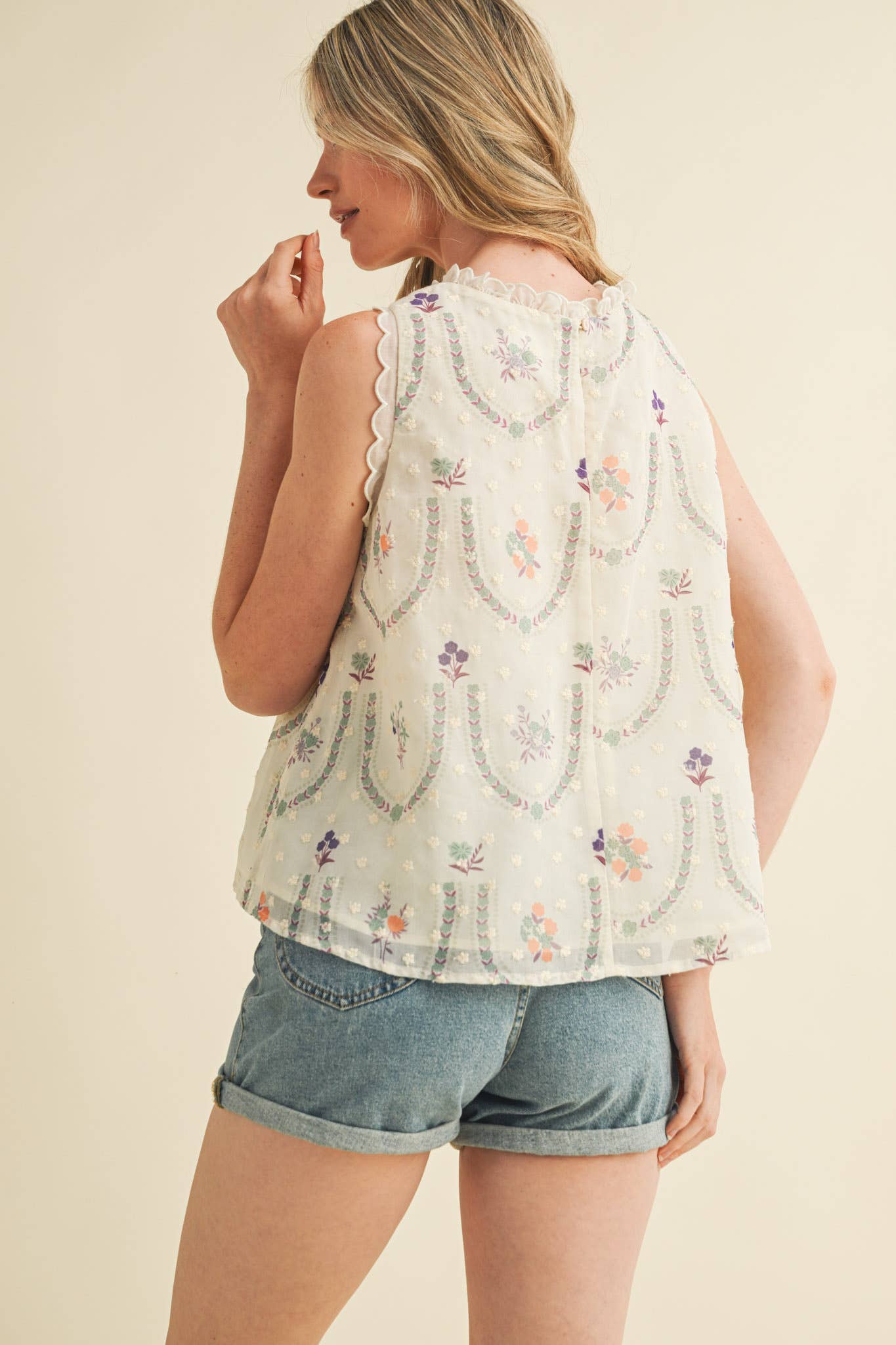 &MERCI - Vendita all'ingrosso Camicetta - Donna - TOP BABYDOLL CON RICAMO FLOREALE MTP400614