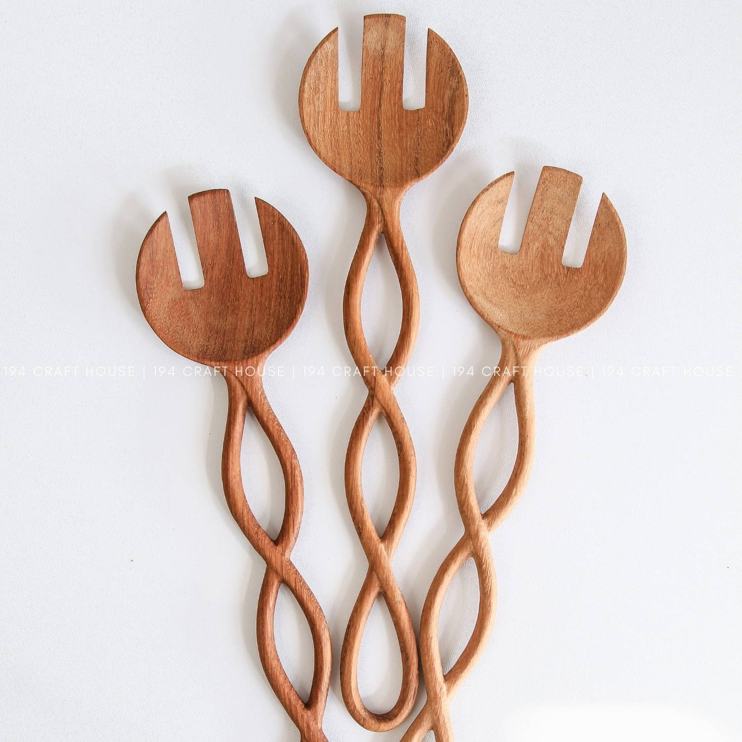 194 Craft House – wholesale Serving utensil – Twisted Handle Wooden Spoon 12" - Kitchen Serving Utensils5