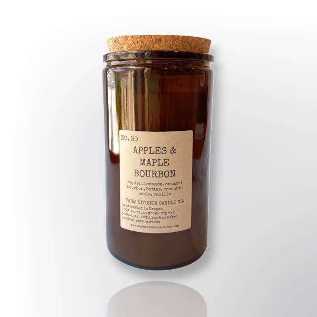 Apples & Maple Bourbon Soy Candle |Apothecary| Large 14.5 oz for wholesale by Farm Kitchen Candle Co.