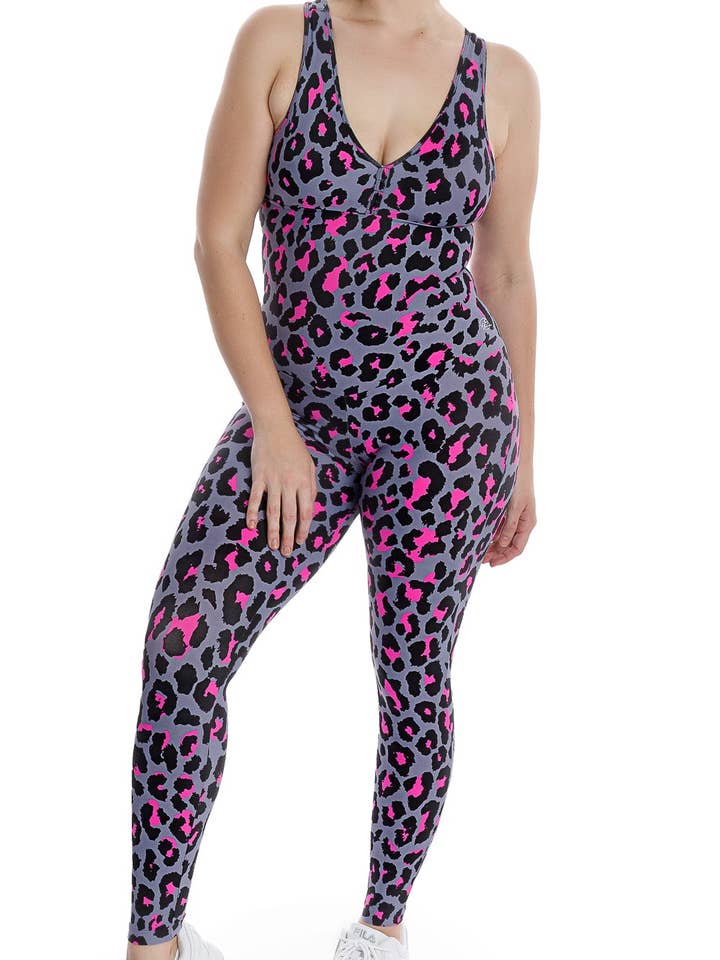 Pink Leopard Eco Unitard for wholesale by Carra Lee Active