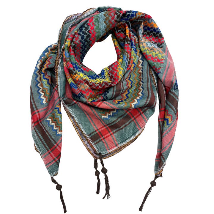 Teal Kuffiyeh Scarf for wholesale by Sitti Social Enterprise