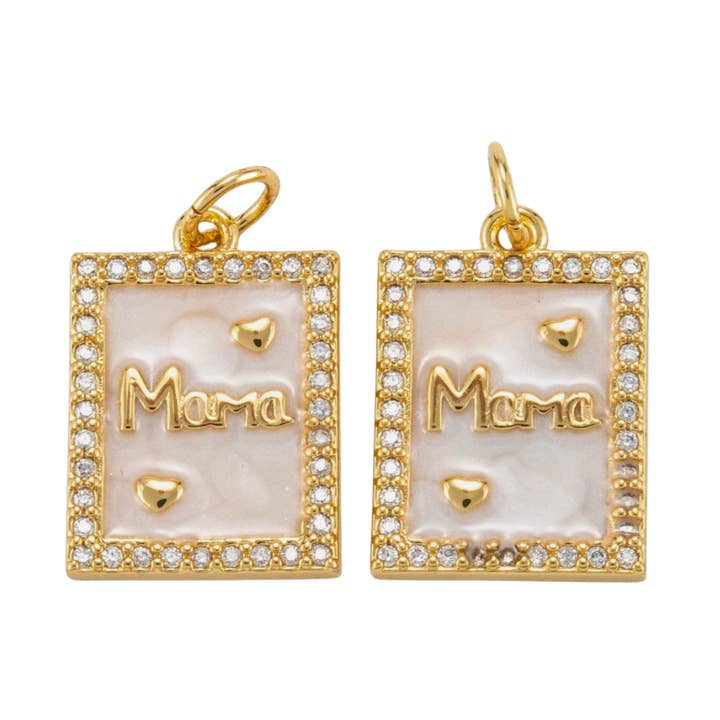 * Gold Embellished Rectangular Mama Charm for wholesale by The Charm Bar Company