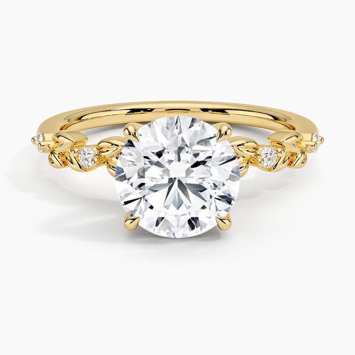 Vine Bloom Milgrain Round Lab Grown Diamond Center Engagement Ring for wholesale by Caratina