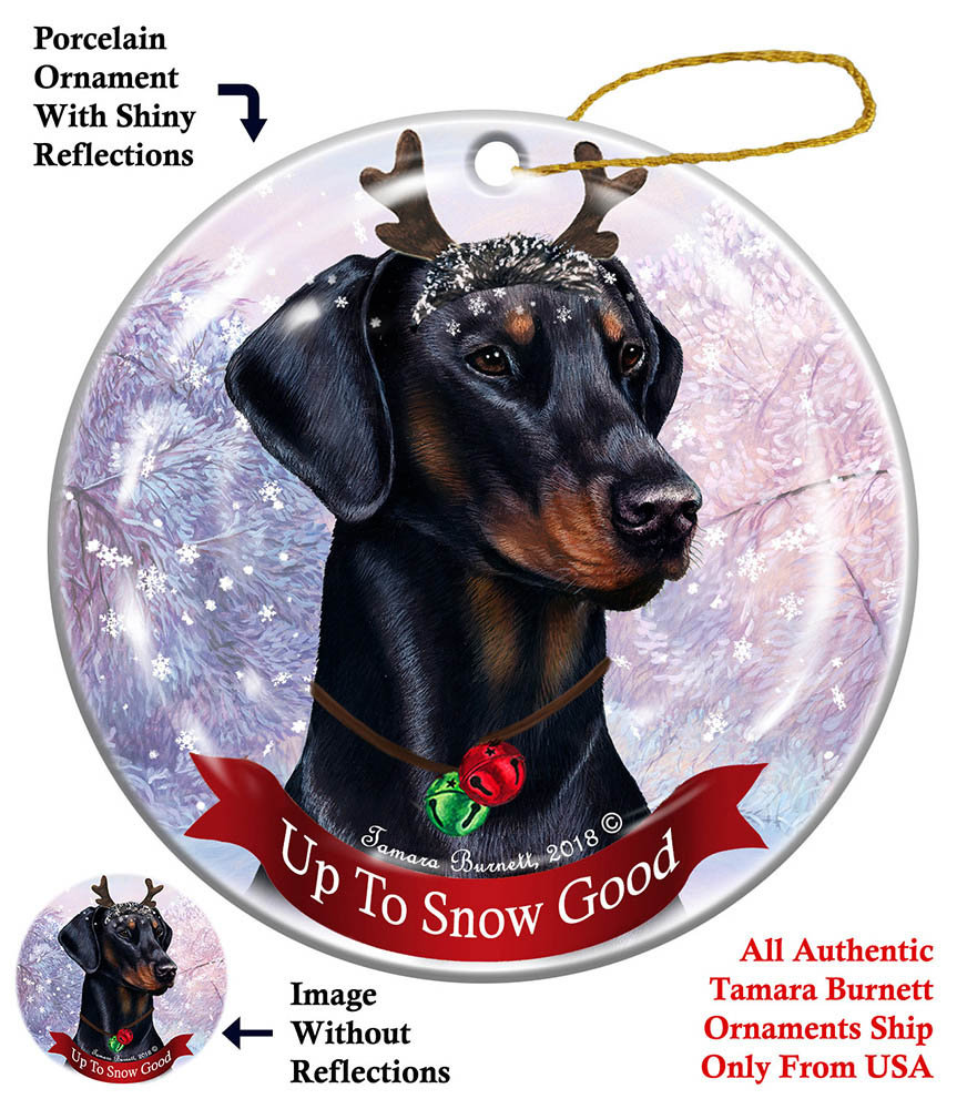 Pet Gifts USA, LLC – Großhandel Verzierung – Dobermann Schwarz Uncropped Up To Snow Gute Weihnachtsverzierung0
