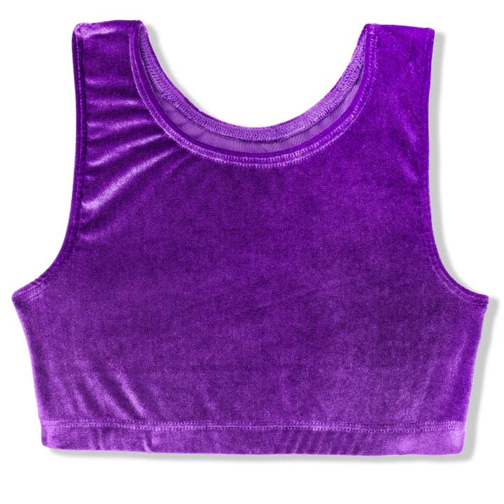 Luxe Purple Velvet Sports Bra Crop for wholesale by Girl Power Sport